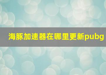 海豚加速器在哪里更新pubg