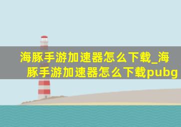 海豚手游加速器怎么下载_海豚手游加速器怎么下载pubg