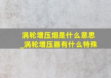 涡轮增压烟是什么意思_涡轮增压器有什么特殊