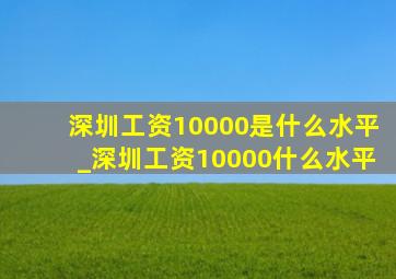 深圳工资10000是什么水平_深圳工资10000什么水平