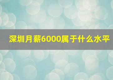 深圳月薪6000属于什么水平