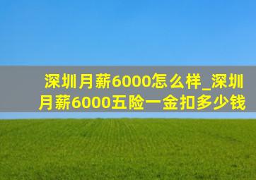 深圳月薪6000怎么样_深圳月薪6000五险一金扣多少钱