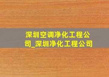 深圳空调净化工程公司_深圳净化工程公司