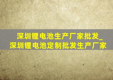 深圳锂电池生产厂家批发_深圳锂电池定制批发生产厂家