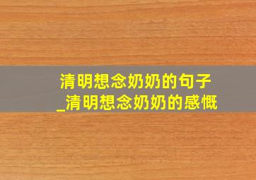 清明想念奶奶的句子_清明想念奶奶的感慨