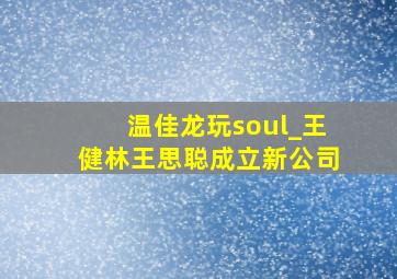 温佳龙玩soul_王健林王思聪成立新公司