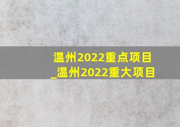 温州2022重点项目_温州2022重大项目