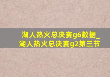 湖人热火总决赛g6数据_湖人热火总决赛g2第三节