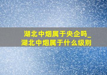 湖北中烟属于央企吗_湖北中烟属于什么级别