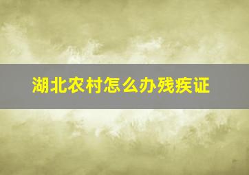 湖北农村怎么办残疾证