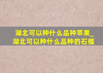 湖北可以种什么品种苹果_湖北可以种什么品种的石榴