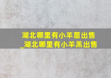 湖北哪里有小羊苗出售_湖北哪里有小羊羔出售