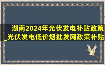 湖南2024年光伏发电补贴政策_光伏发电(低价烟批发网)政策补贴2024年明细