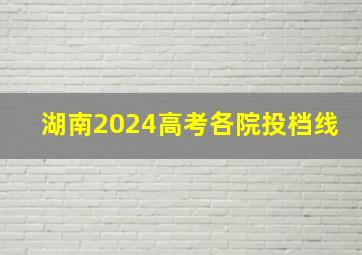 湖南2024高考各院投档线