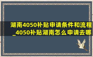 湖南4050补贴申请条件和流程_4050补贴湖南怎么申请去哪申请