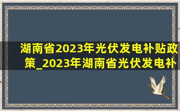 湖南省2023年光伏发电补贴政策_2023年湖南省光伏发电补贴政策
