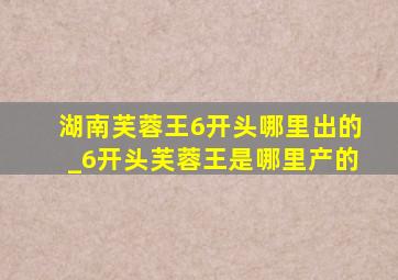 湖南芙蓉王6开头哪里出的_6开头芙蓉王是哪里产的