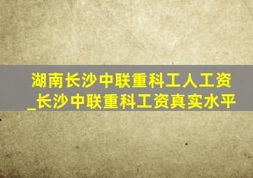 湖南长沙中联重科工人工资_长沙中联重科工资真实水平