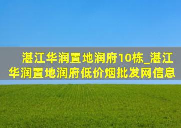 湛江华润置地润府10栋_湛江华润置地润府(低价烟批发网)信息