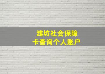 潍坊社会保障卡查询个人账户