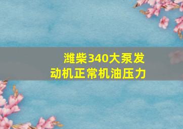 潍柴340大泵发动机正常机油压力