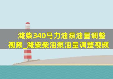 潍柴340马力油泵油量调整视频_潍柴柴油泵油量调整视频