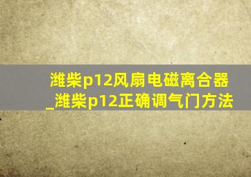 潍柴p12风扇电磁离合器_潍柴p12正确调气门方法