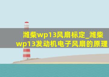 潍柴wp13风扇标定_潍柴wp13发动机电子风扇的原理