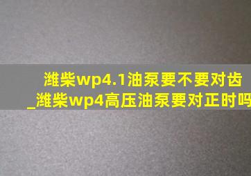 潍柴wp4.1油泵要不要对齿_潍柴wp4高压油泵要对正时吗