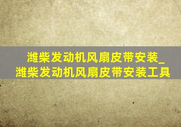 潍柴发动机风扇皮带安装_潍柴发动机风扇皮带安装工具