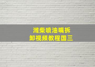 潍柴喷油嘴拆卸视频教程国三