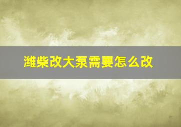 潍柴改大泵需要怎么改