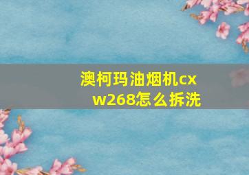 澳柯玛油烟机cxw268怎么拆洗