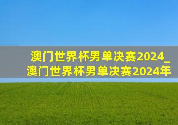 澳门世界杯男单决赛2024_澳门世界杯男单决赛2024年