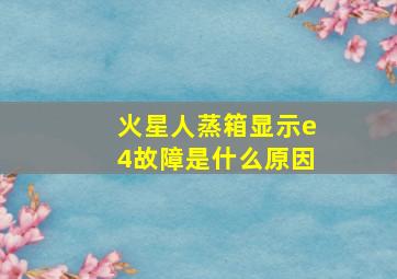 火星人蒸箱显示e4故障是什么原因