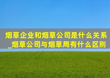 烟草企业和烟草公司是什么关系_烟草公司与烟草局有什么区别