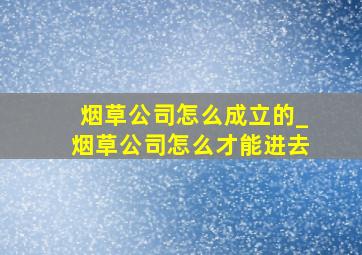 烟草公司怎么成立的_烟草公司怎么才能进去