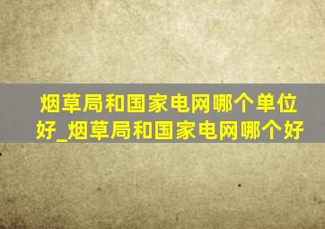 烟草局和国家电网哪个单位好_烟草局和国家电网哪个好