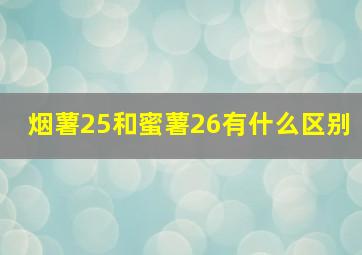 烟薯25和蜜薯26有什么区别