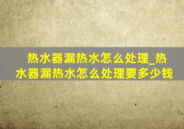 热水器漏热水怎么处理_热水器漏热水怎么处理要多少钱