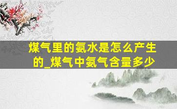 煤气里的氨水是怎么产生的_煤气中氨气含量多少