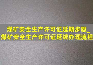 煤矿安全生产许可证延期步骤_煤矿安全生产许可证延续办理流程