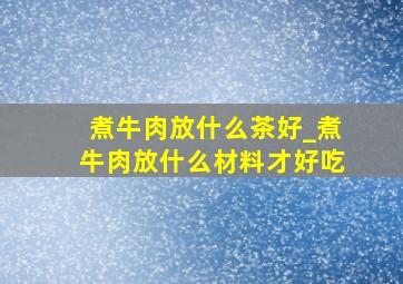 煮牛肉放什么茶好_煮牛肉放什么材料才好吃