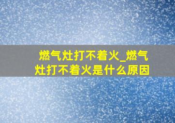 燃气灶打不着火_燃气灶打不着火是什么原因