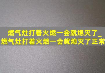 燃气灶打着火燃一会就熄灭了_燃气灶打着火燃一会就熄灭了正常