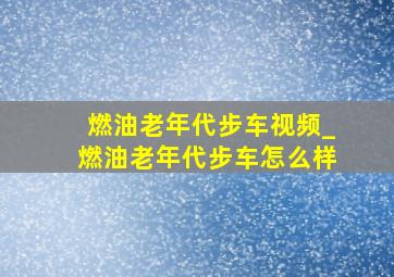 燃油老年代步车视频_燃油老年代步车怎么样