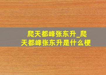 爬天都峰张东升_爬天都峰张东升是什么梗