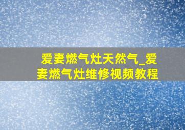 爱妻燃气灶天然气_爱妻燃气灶维修视频教程