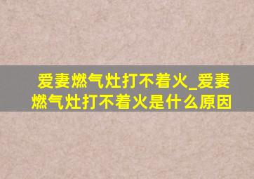 爱妻燃气灶打不着火_爱妻燃气灶打不着火是什么原因