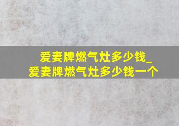 爱妻牌燃气灶多少钱_爱妻牌燃气灶多少钱一个